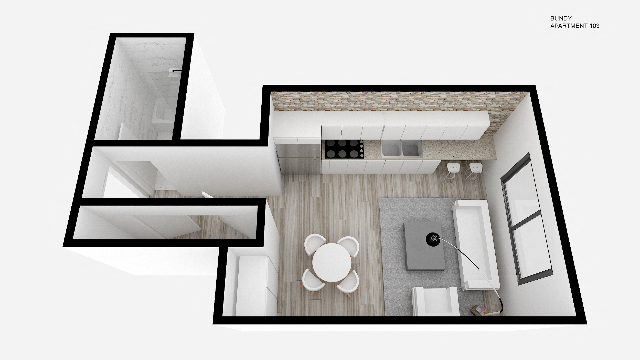 Floor plan for studio, 1 bath, 382 sqft